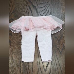 Carter's Pink Striped Baby Leggings with Tulle Overlay